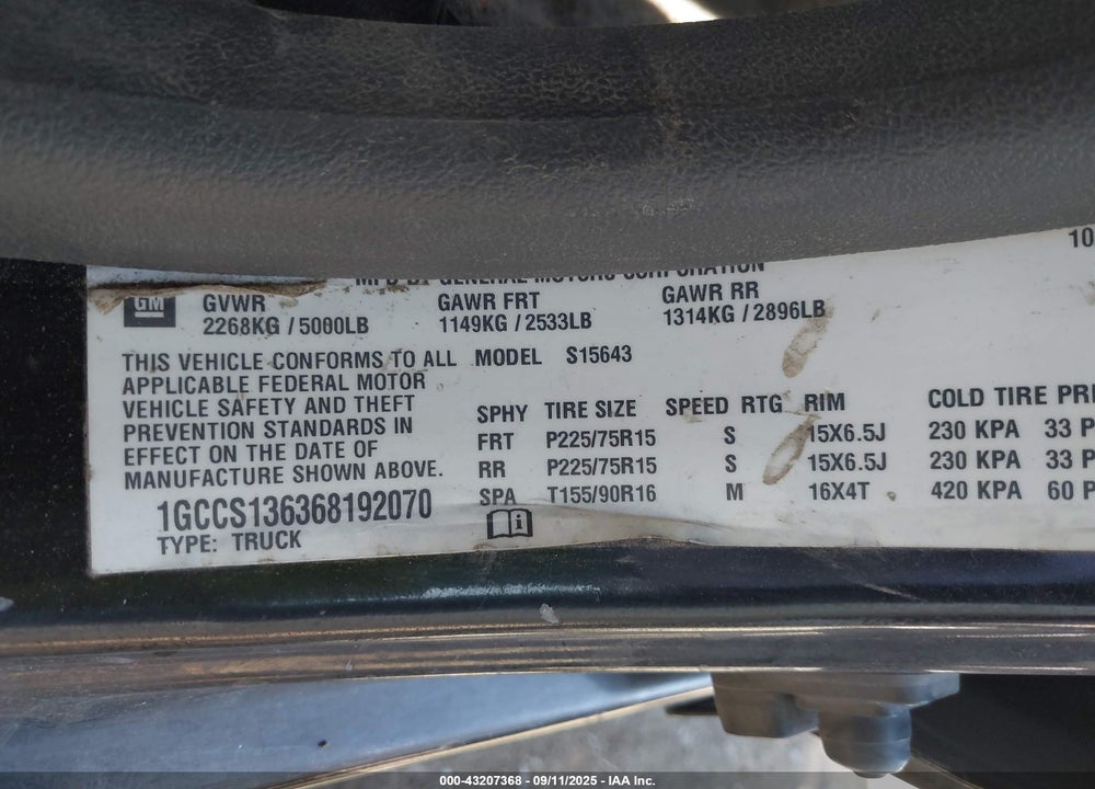 2006 CHEVROLET COLORADO LT VIN: 1GCCS136368192070