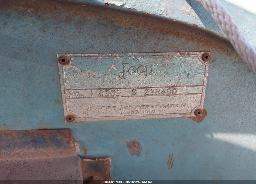 1968 JEEP CJ5 VIN: 8305S238480