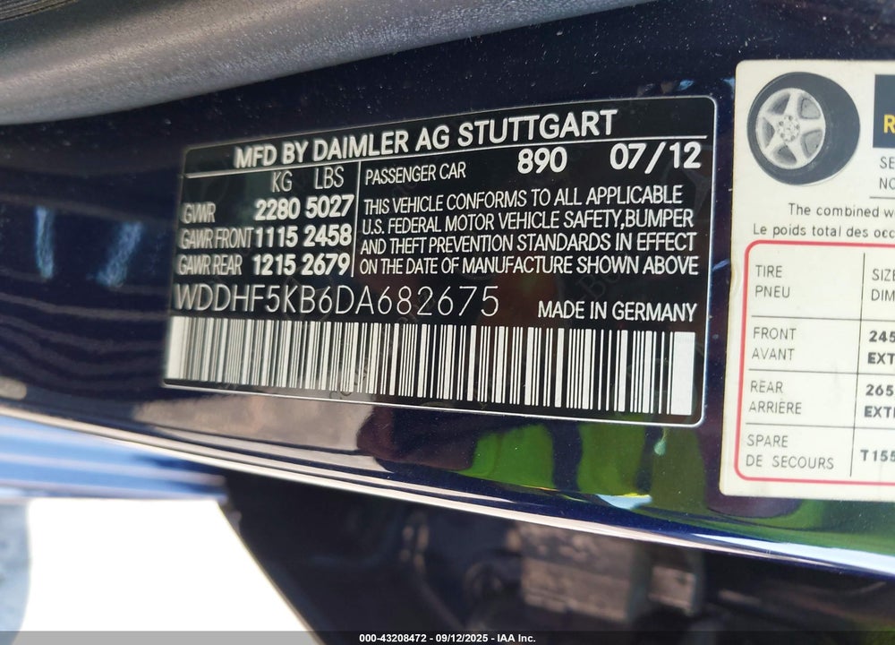 2013 MERCEDES-BENZ E 350 VIN: WDDHF5KB6DA682675