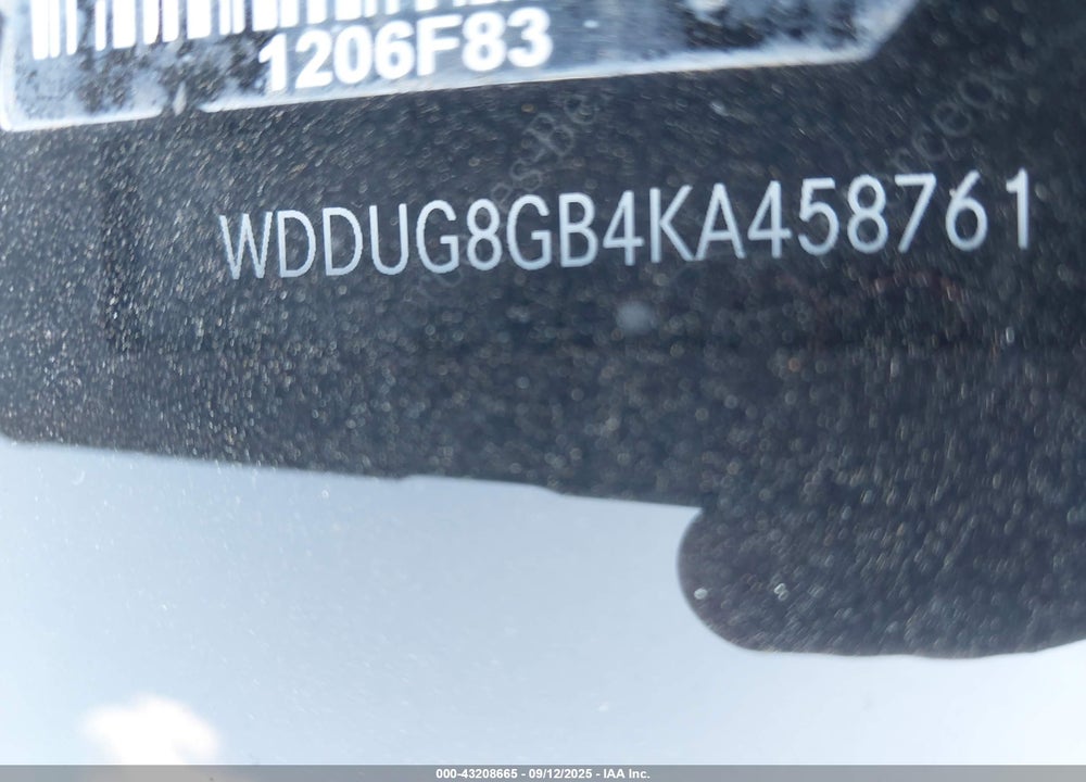 2019 MERCEDES-BENZ S CLASS VIN: WDDUG8GB4KA458761