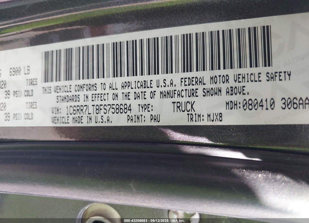 2015 RAM 1500 VIN: 1C6RR7LT8FS758684