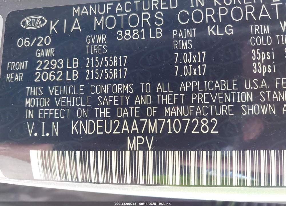 2021 KIA SELTOS VIN: KNDEU2AA7M7107282