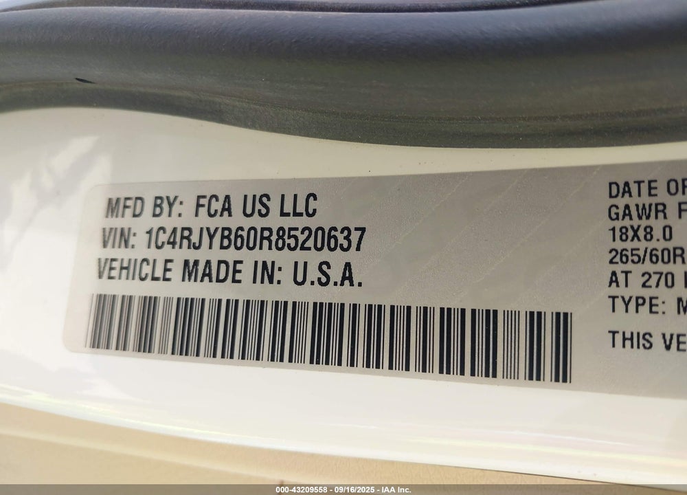 2024 JEEP GRAND CHEROKEE VIN: 1C4RJYB60R8520637