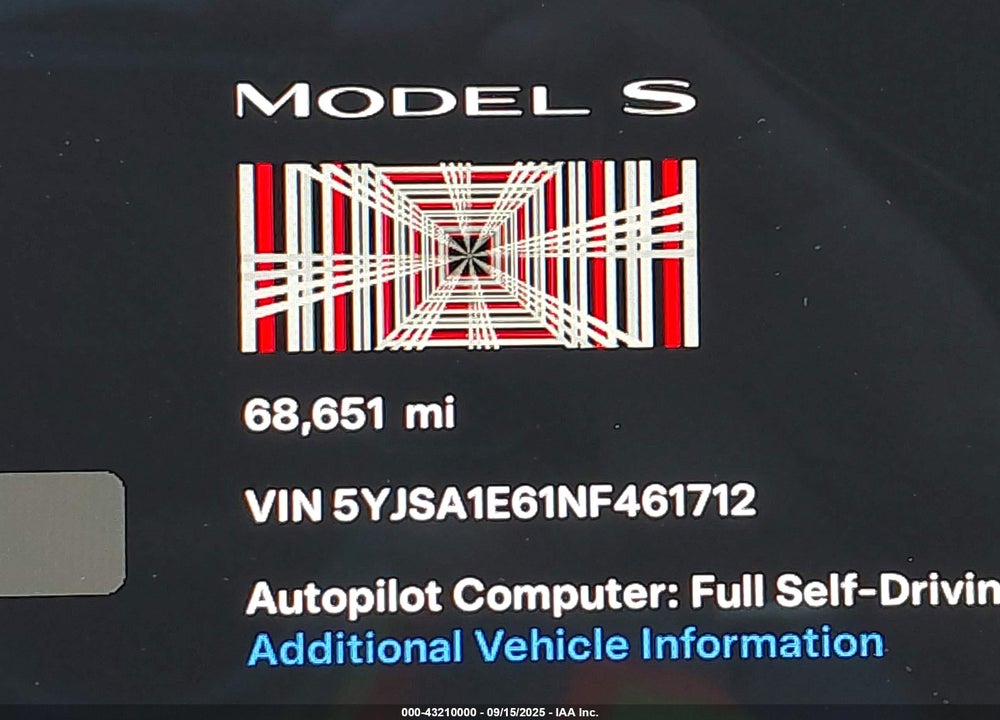 2022 TESLA MODEL S PLAID TRI MOTOR ALL-WHEEL DRIVE VIN: 5YJSA1E61NF461712