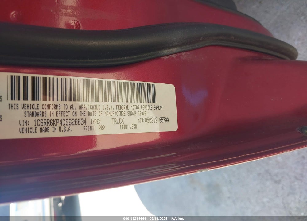 2013 RAM 1500 TRADESMAN VIN: 1C6RR6KP4DS628834