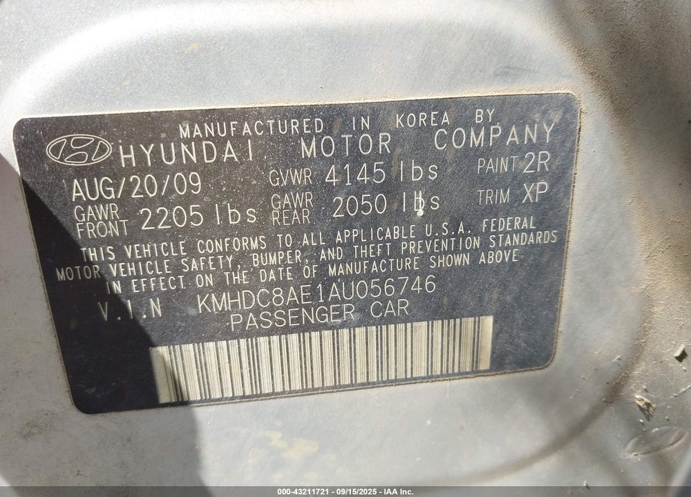 2010 HYUNDAI ELANTRA VIN: KMHDC8AE1AU056746