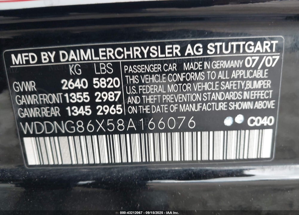 2008 MERCEDES-BENZ S 550 4MATIC VIN: WDDNG86X58A166076