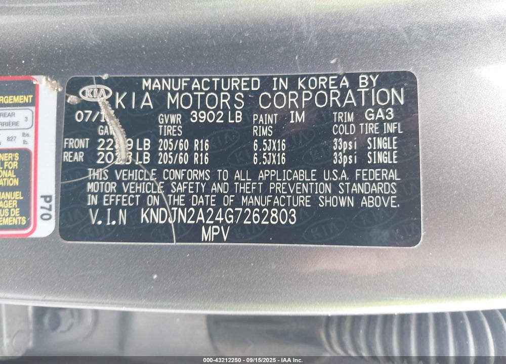 2016 KIA SOUL VIN: KNDJN2A24G7262803