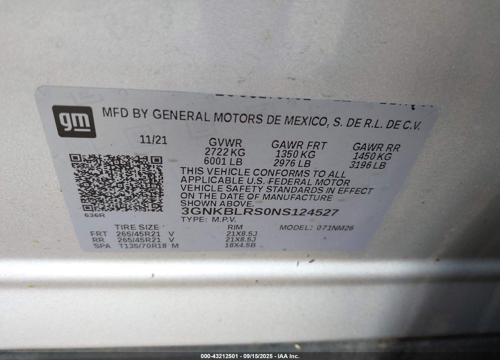 2022 CHEVROLET BLAZER AWD PREMIER VIN: 3GNKBLRS0NS124527