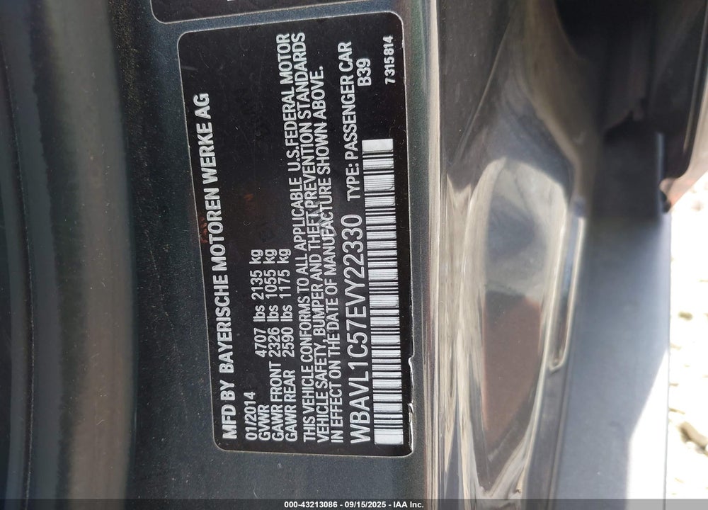 2014 BMW X1 VIN: WBAVL1C57EVY22330