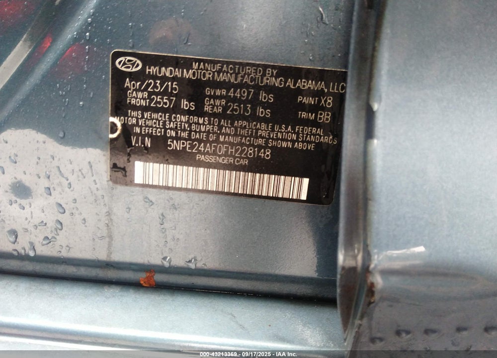 2015 HYUNDAI SONATA VIN: 5NPE24AF0FH228148