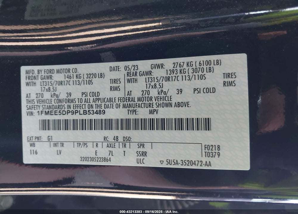 2023 FORD BRONCO BIG BEND VIN: 1FMEE5DP9PLB53489