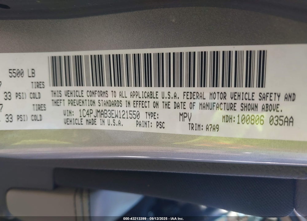 2014 JEEP CHEROKEE VIN: 1C4PJMAB3EW121550