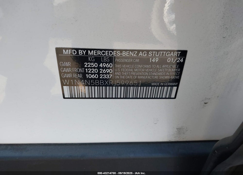2024 MERCEDES-BENZ GLA-CLASS VIN: W1N4N5BBXRJ599651