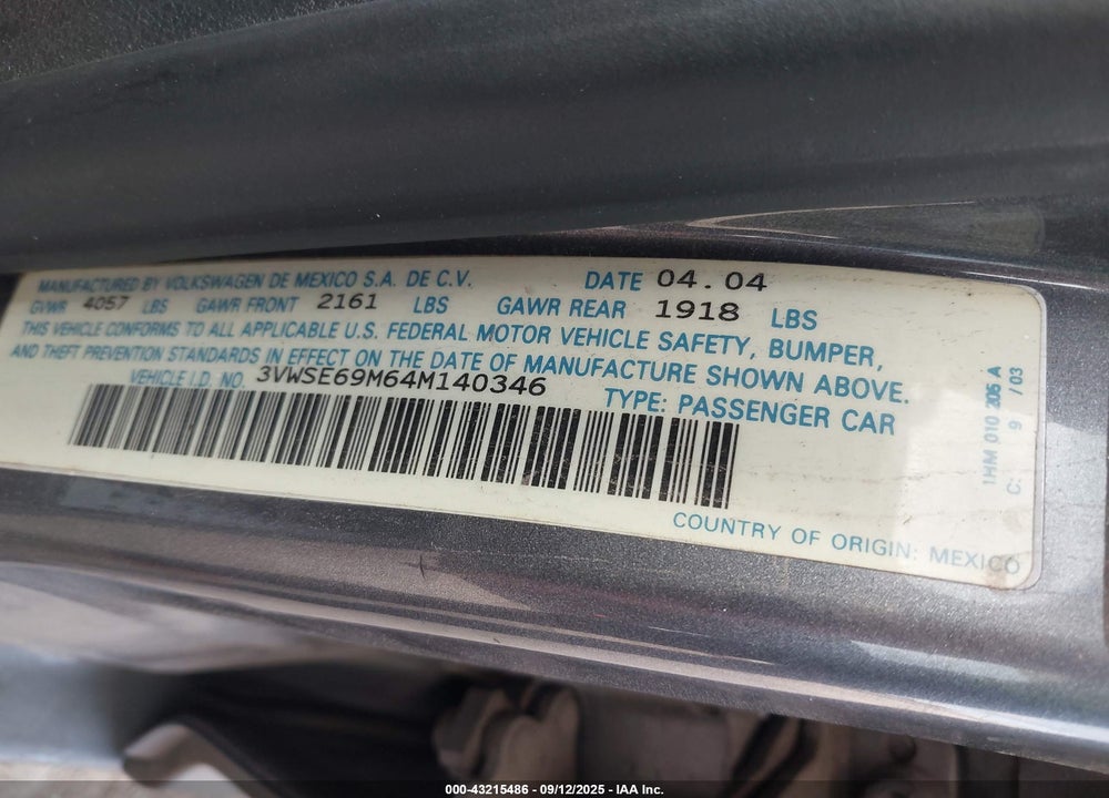 2004 VOLKSWAGEN JETTA GLI 1.8T VIN: 3VWSE69M64M140346