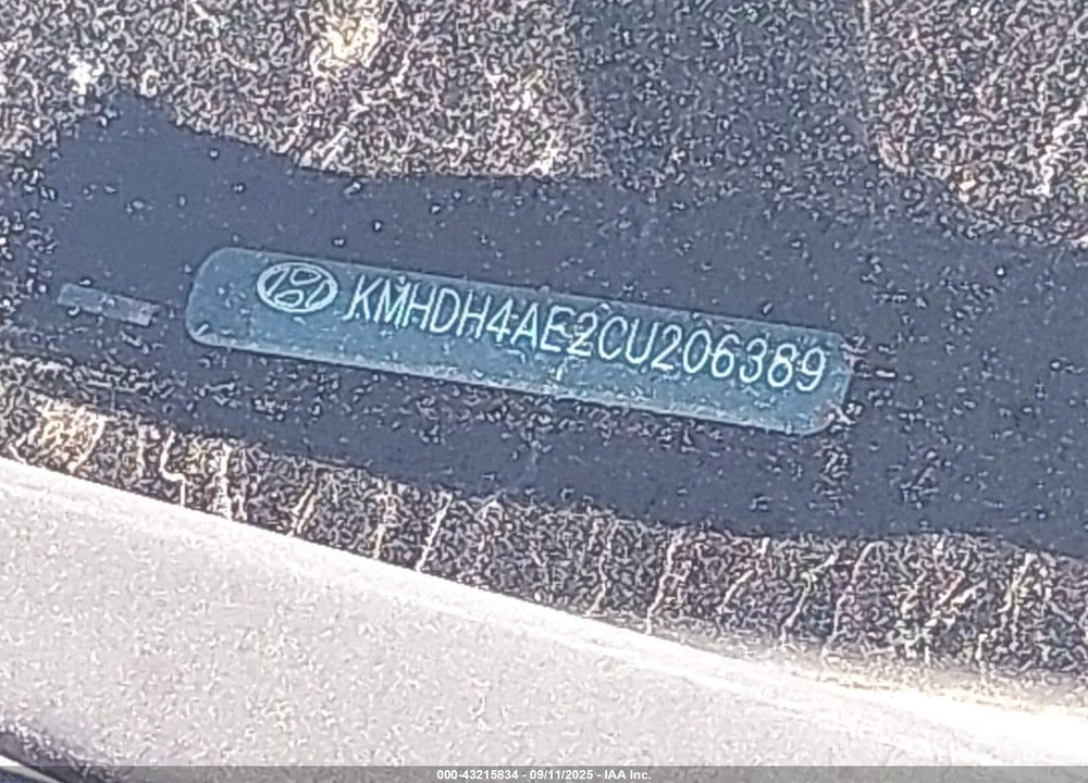 2012 HYUNDAI ELANTRA VIN: KMHDH4AE2CU206389