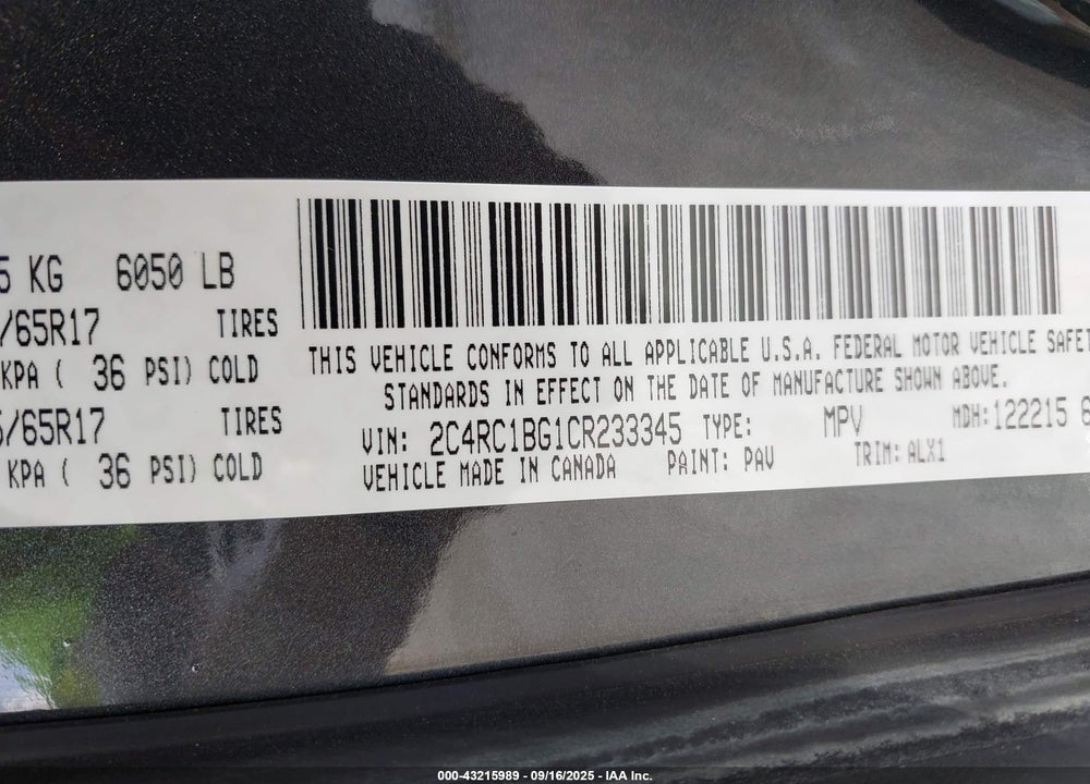 2012 CHRYSLER TOWN & COUNTRY TOURING VIN: 2C4RC1BG1CR233345