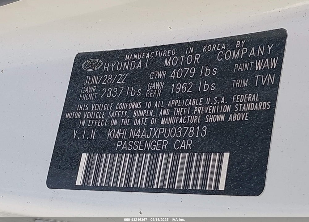 2023 HYUNDAI ELANTRA HYBRID VIN: KMHLN4AJXPU037813