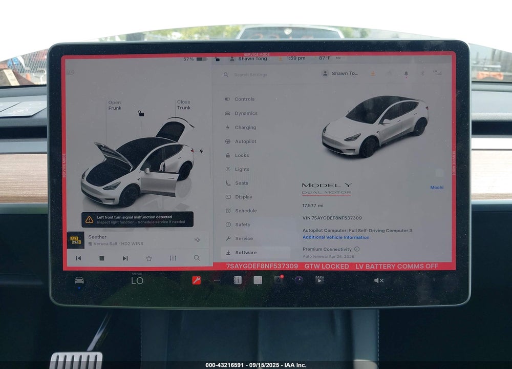 2022 TESLA MODEL Y VIN: 7SAYGDEF8NF537309