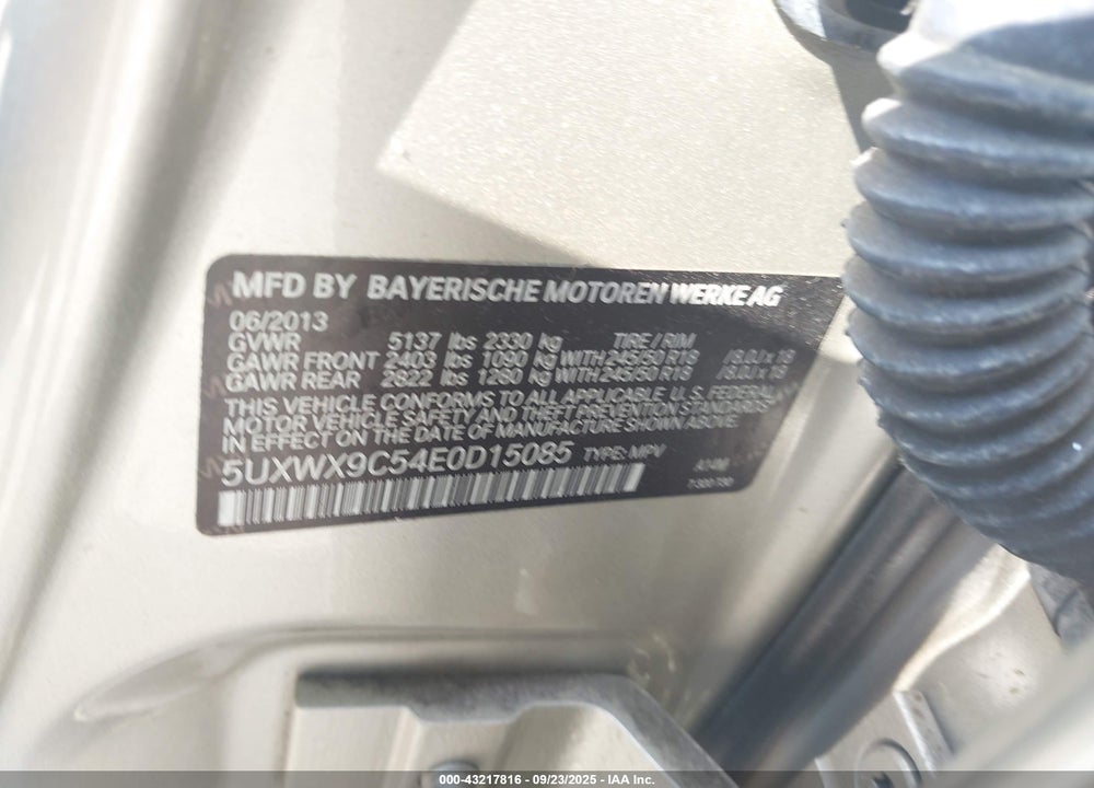 2014 BMW X3 VIN: 5UXWX9C54E0D15085