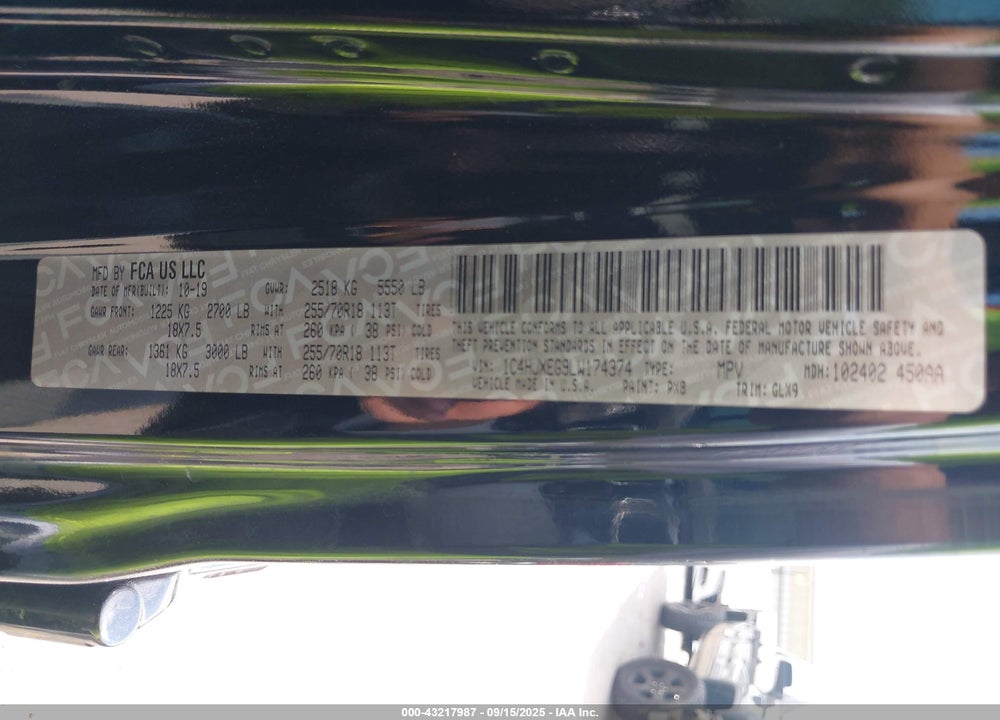2020 JEEP WRANGLER UNLIMITED VIN: 1C4HJXEG9LW174374