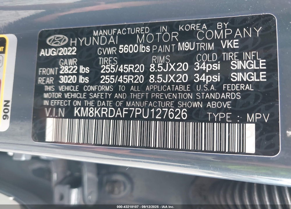 2023 HYUNDAI IONIQ 5 VIN: KM8KRDAF7PU127626