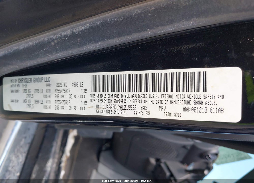 2010 JEEP WRANGLER / VIN: 1J4AA2D17AL215532