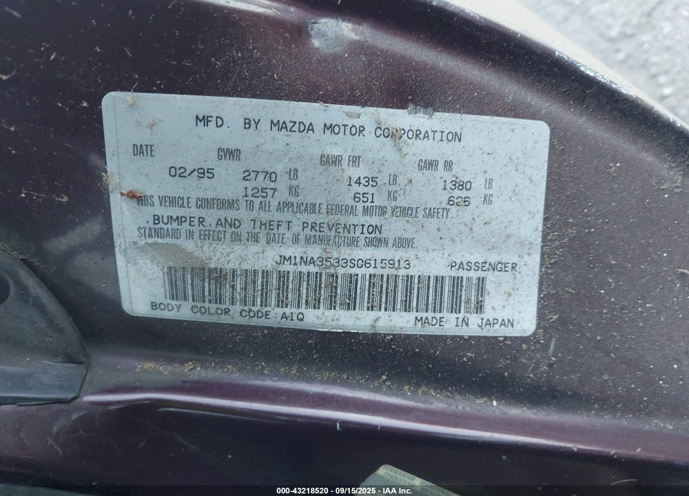 1995 MAZDA MX-5 MIATA VIN: JM1NA3533S0615913