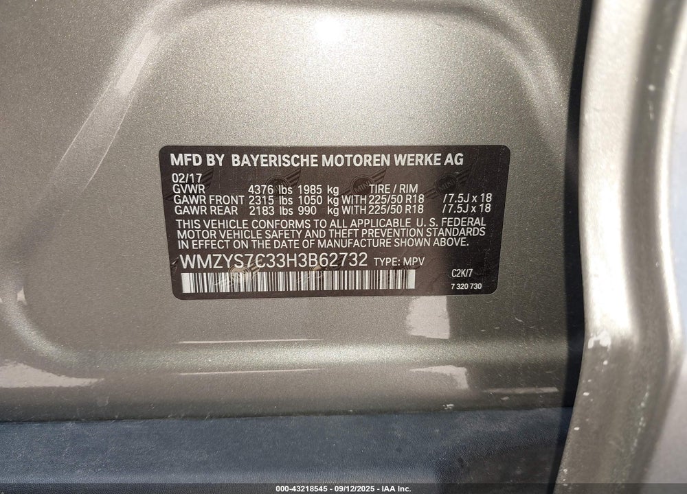 2017 MINI COUNTRYMAN COOPER VIN: WMZYS7C33H3B62732