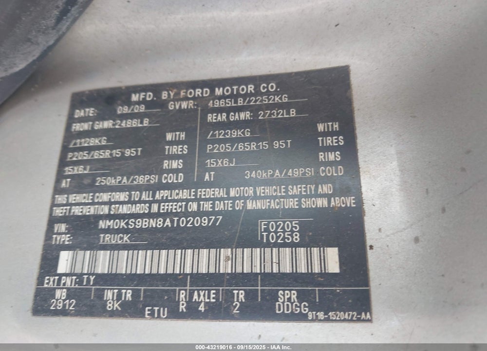 2010 FORD TRANSIT CONNECT XLT VIN: NM0KS9BN8AT020977
