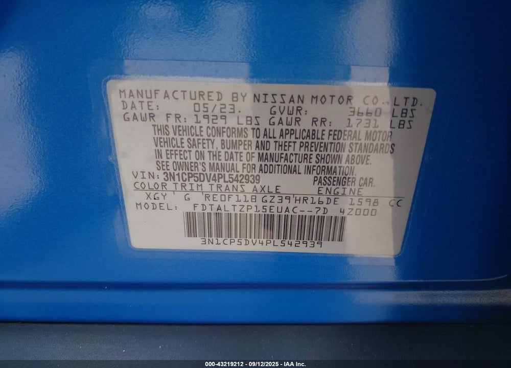2023 NISSAN KICKS SR XTRONIC CVT VIN: 3N1CP5DV4PL542939