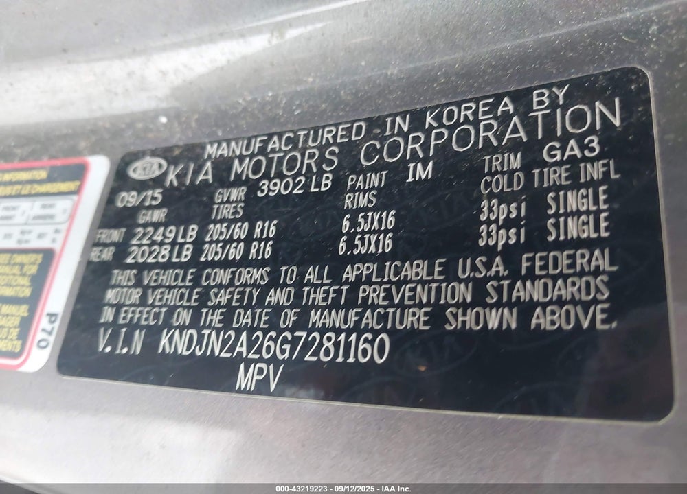 2016 KIA SOUL VIN: KNDJN2A26G7281160
