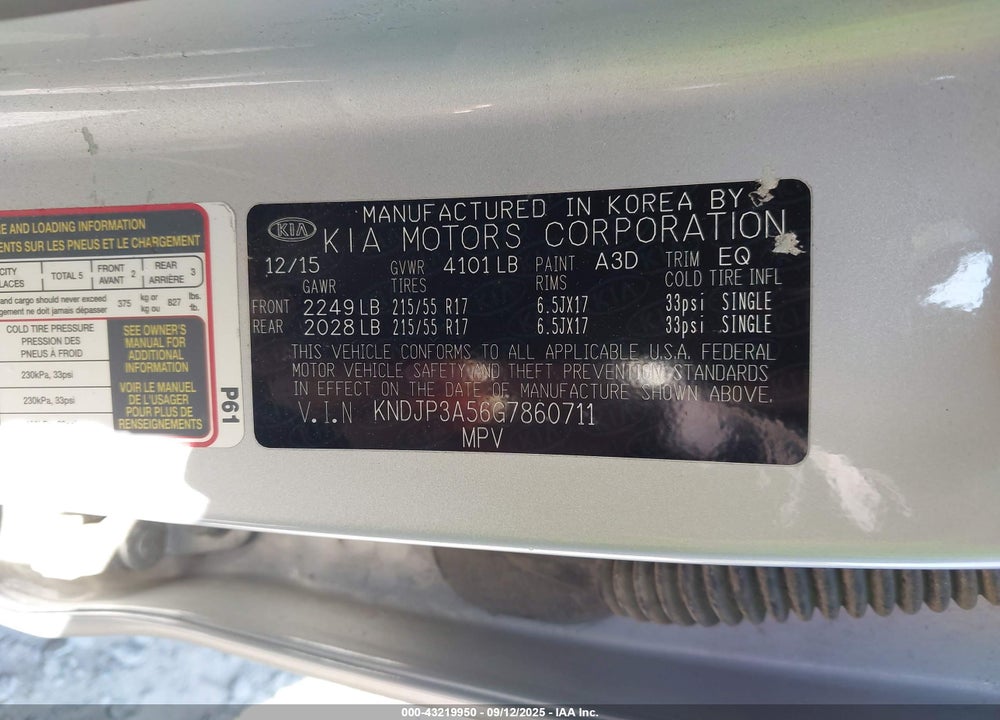 2016 KIA SOUL VIN: KNDJP3A56G7860711