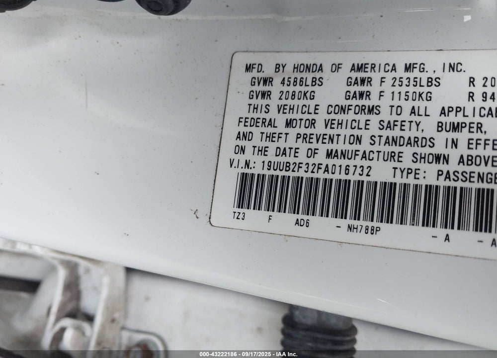 2015 ACURA TLX VIN: 19UUB2F32FA016732