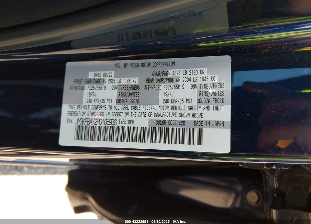 2023 MAZDA CX-5 2.5 TURBO VIN: JM3KFBAY2P0105938