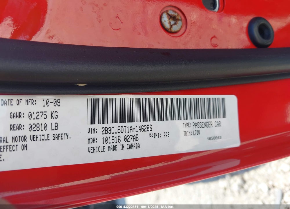 2010 DODGE CHALLENGER R/T VIN: 2B3CJ5DT1AH146286