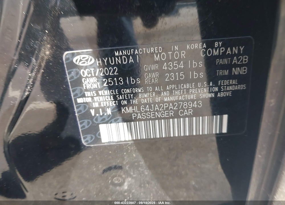2023 HYUNDAI SONATA SEL VIN: KMHL64JA2PA278943