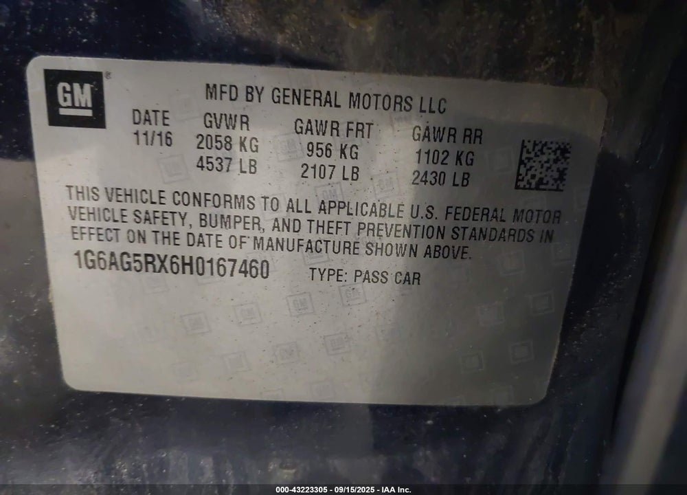 2017 CADILLAC ATS STANDARD VIN: 1G6AG5RX6H0167460