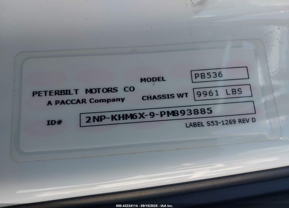 2023 PETERBILT 536 VIN: 2NPKHM6X9PM893885