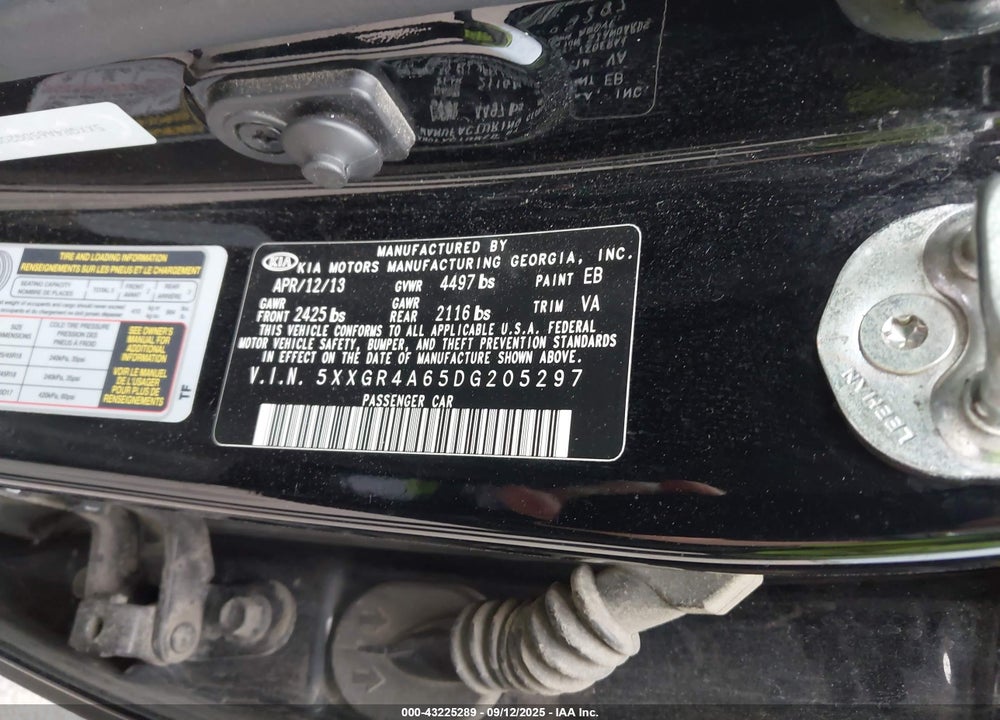 2013 KIA OPTIMA VIN: 5XXGR4A65DG205297