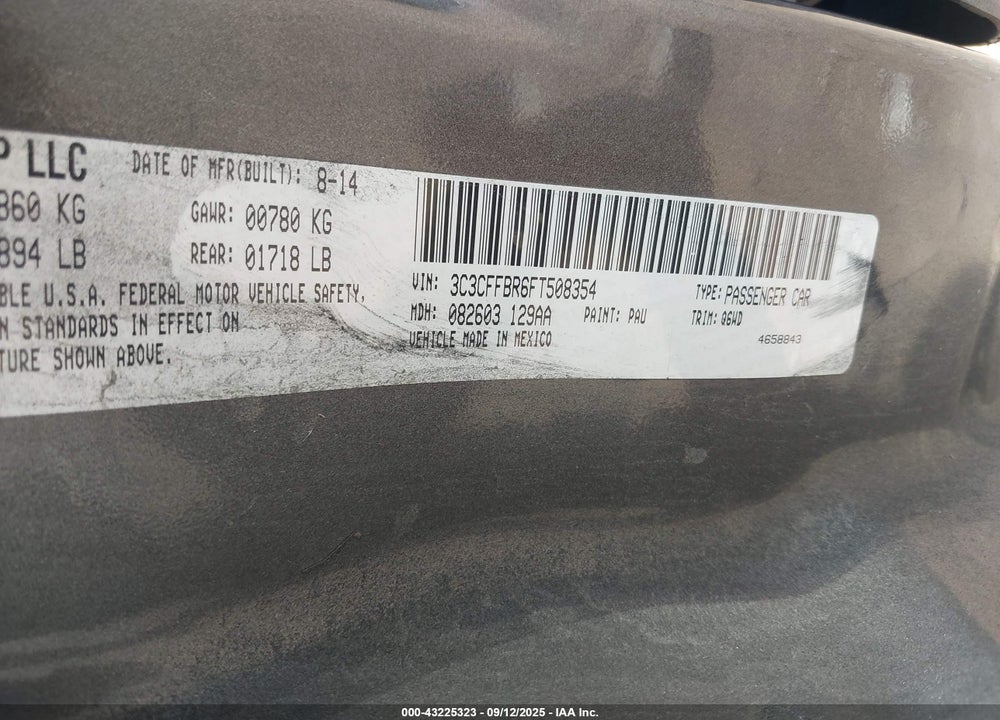 2015 FIAT 500 SPORT VIN: 3C3CFFBR6FT508354