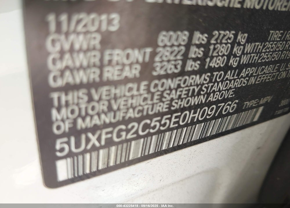 2014 BMW X6 XDRIVE35I VIN: 5UXFG2C55E0H09766