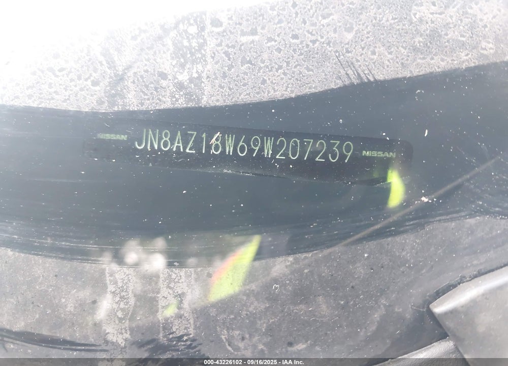 2009 NISSAN MURANO VIN: JN8AZ18W69W207239