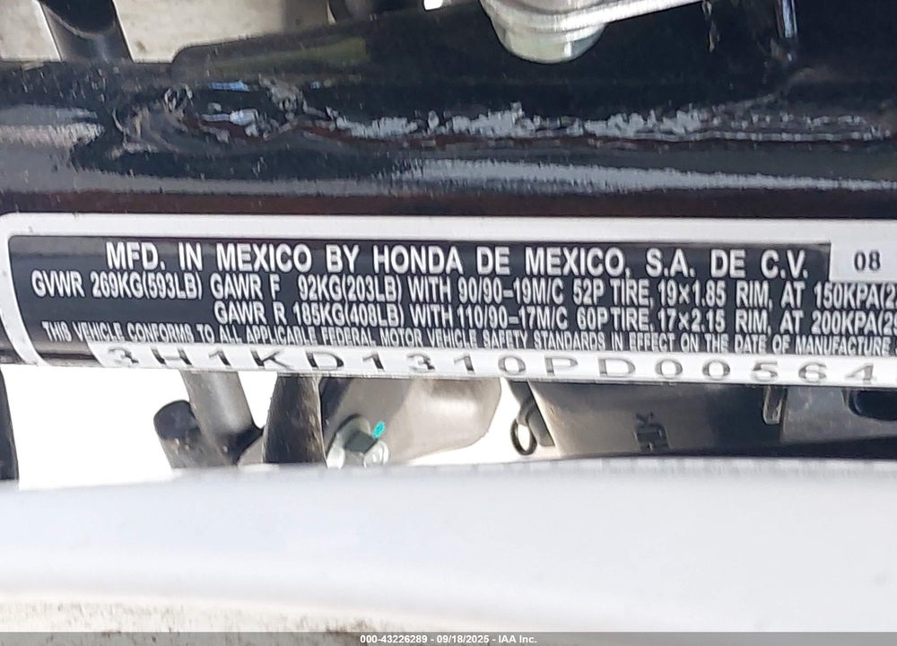2023 HONDA XR150L E VIN: 3H1KD1310PD005645
