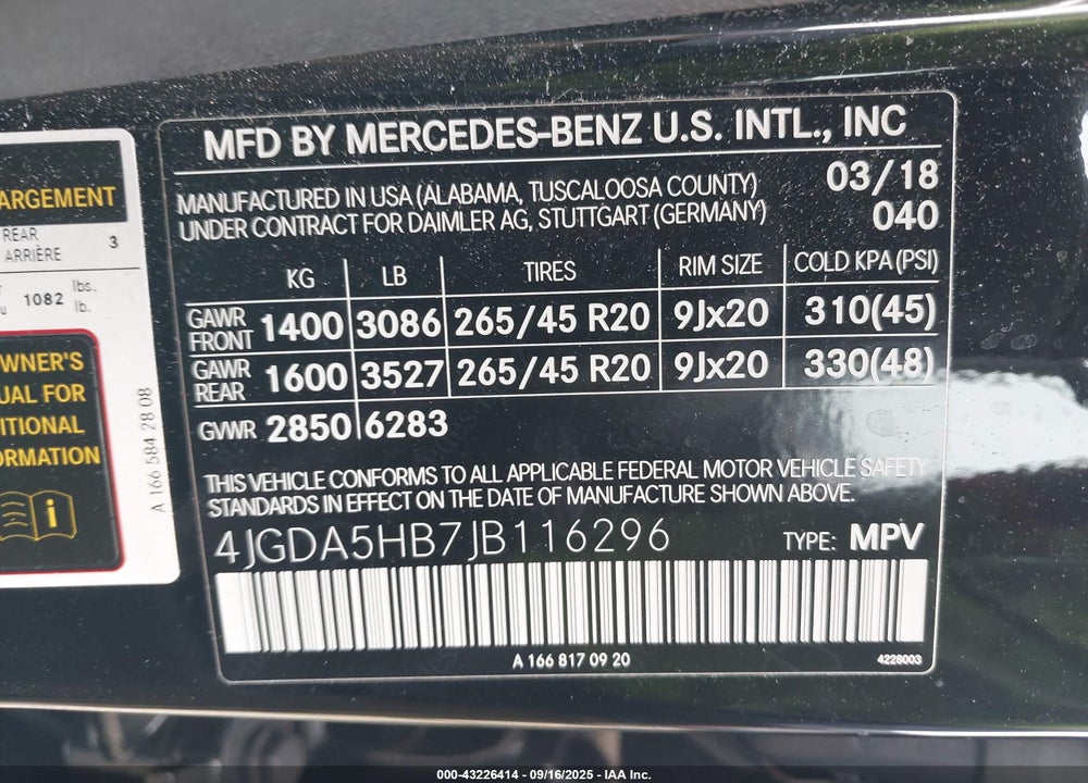 2018 MERCEDES-BENZ GLE 350 4MATIC VIN: 4JGDA5HB7JB116296