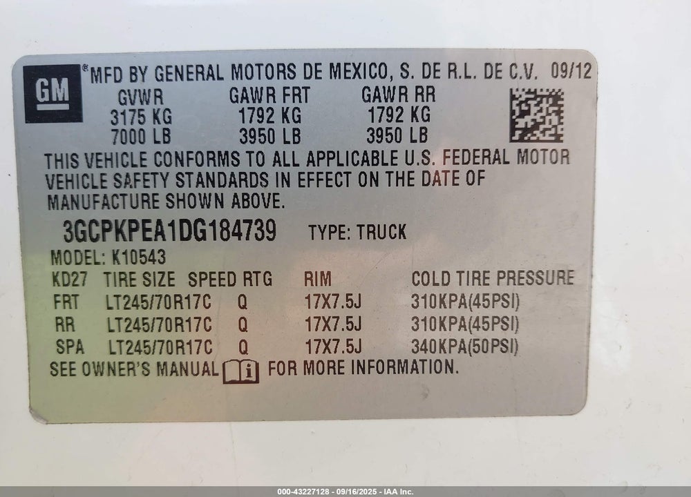 2013 CHEVROLET SILVERADO 1500 VIN: 3GCPKPEA1DG184739