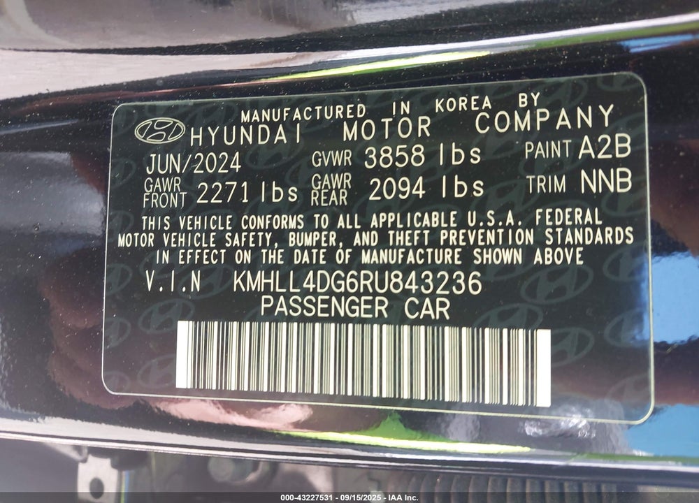2024 HYUNDAI ELANTRA SE VIN: KMHLL4DG6RU843236