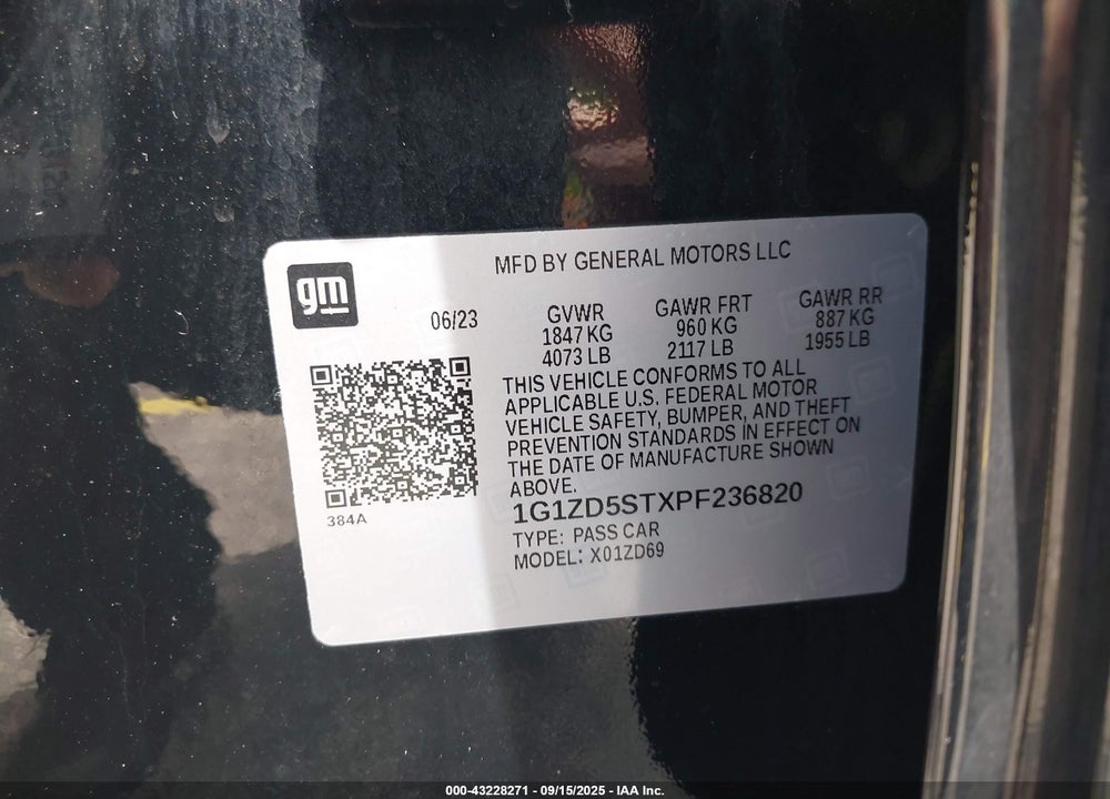 2023 CHEVROLET MALIBU VIN: 1G1ZD5STXPF236820