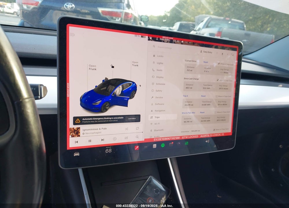 2019 TESLA MODEL 3 VIN: 5YJ3E1EB6KF192186