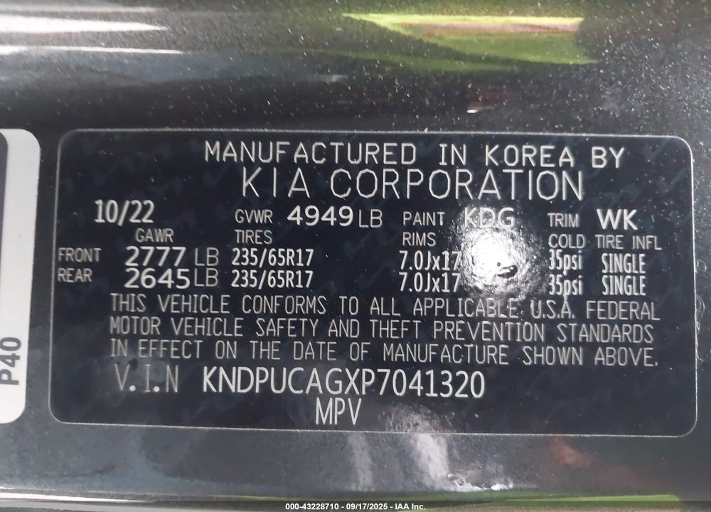 2023 KIA SPORTAGE HYBRID LX VIN: KNDPUCAGXP7041320